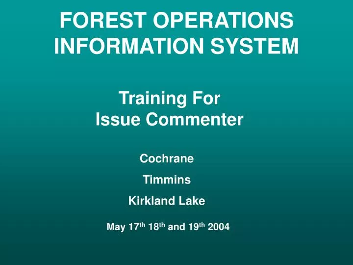 forest operations information system