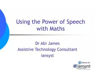 Using the Power of Speech with Maths