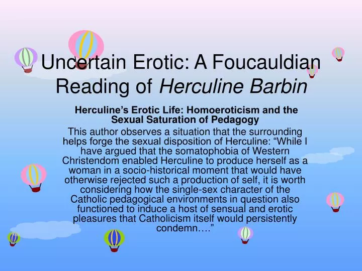 uncertain erotic a foucauldian reading of herculine barbin