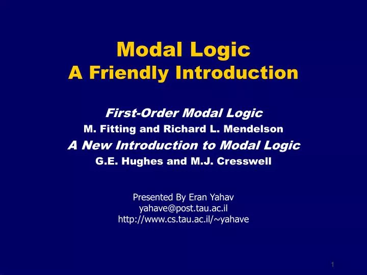 modal logic a friendly introduction