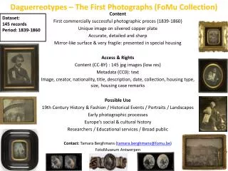 Daguerreotypes – The First Photographs (FoMu Collection)