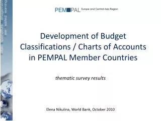 Development of Budget Classifications / Charts of Accounts in PEMPAL Member Countries