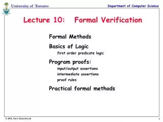 Lecture 10: Formal Verification