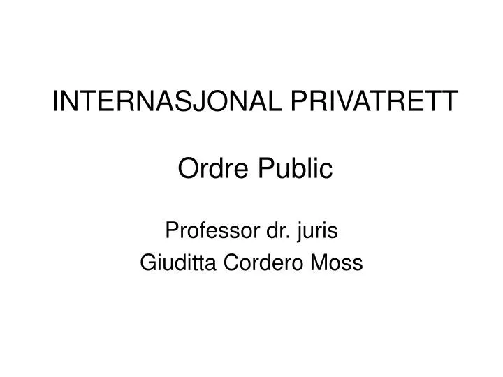 internasjonal privatrett ordre public