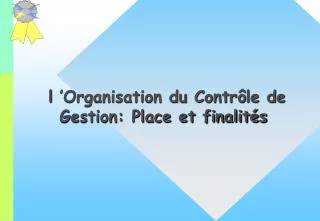 l organisation du contr le de gestion place et finalit s
