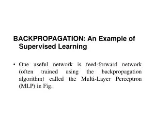 BACKPROPAGATION: An Example of Supervised Learning