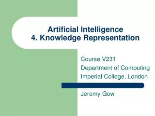 Artificial Intelligence 4. Knowledge Representation