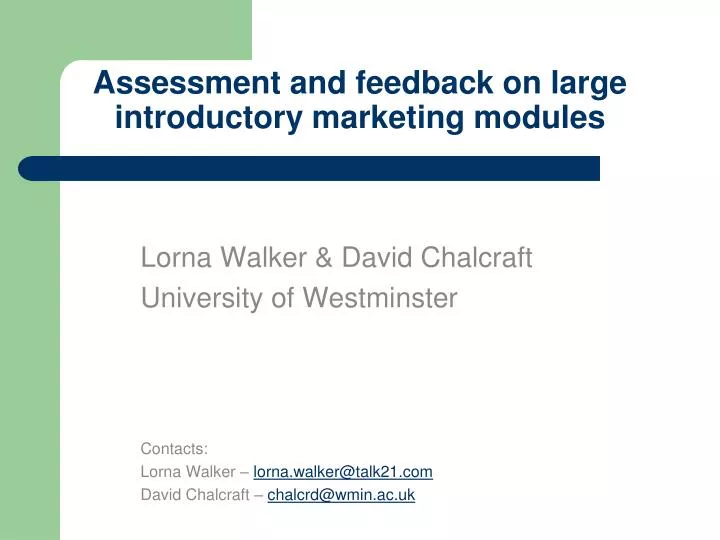 assessment and feedback on large introductory marketing modules