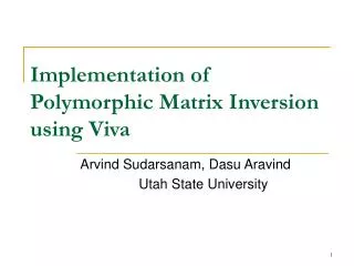 Implementation of Polymorphic Matrix Inversion using Viva