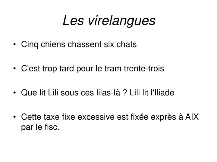 les virelangues