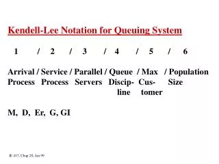 Kendell-Lee Notation for Queuing System