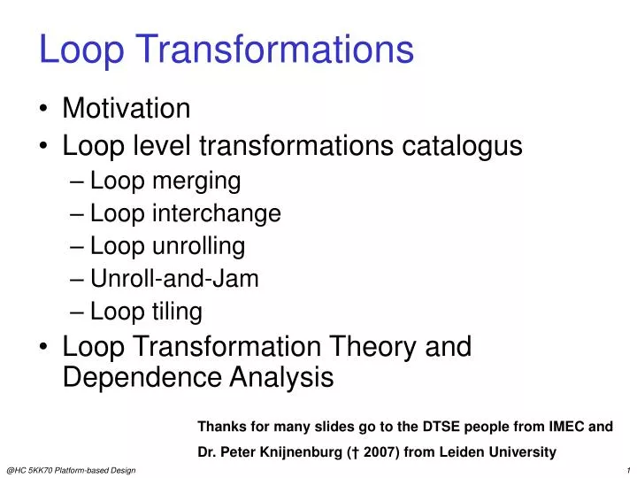 loop transformations