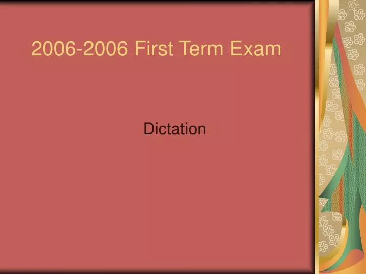 2006 2006 first term exam