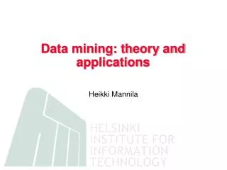 Data mining: theory and applications