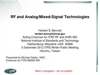 RF and Analog/Mixed-Signal Technologies