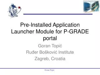 Pre-Installed Application Launcher Module for P-GRADE portal