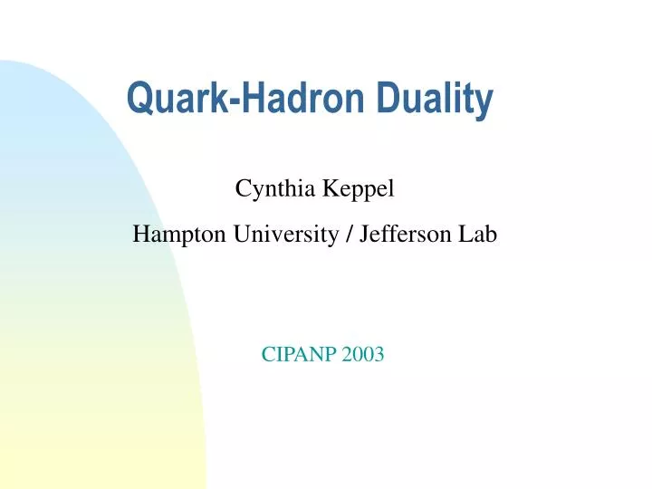 quark hadron duality