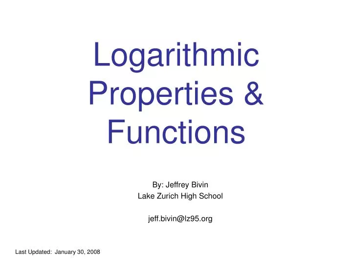 logarithmic properties functions
