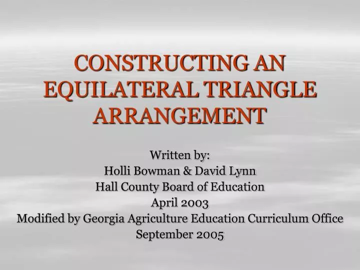 constructing an equilateral triangle arrangement