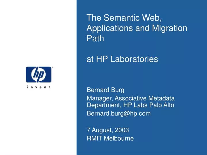 the semantic web applications and migration path at hp laboratories
