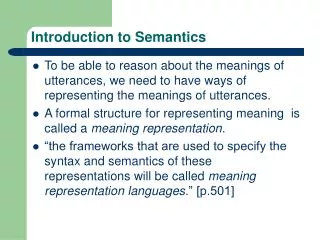 Introduction to Semantics