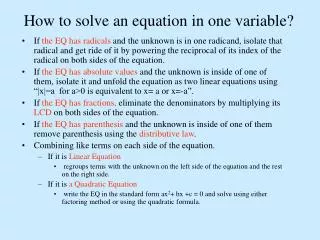 How to solve an equation in one variable?