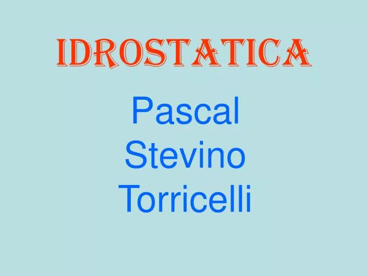 idrostatica