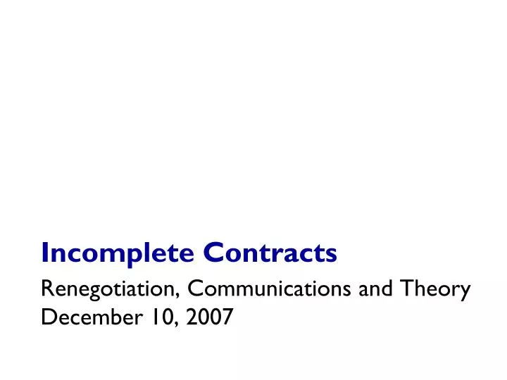 incomplete contracts