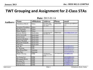 TWT Grouping and Assignment for Z-Class STAs