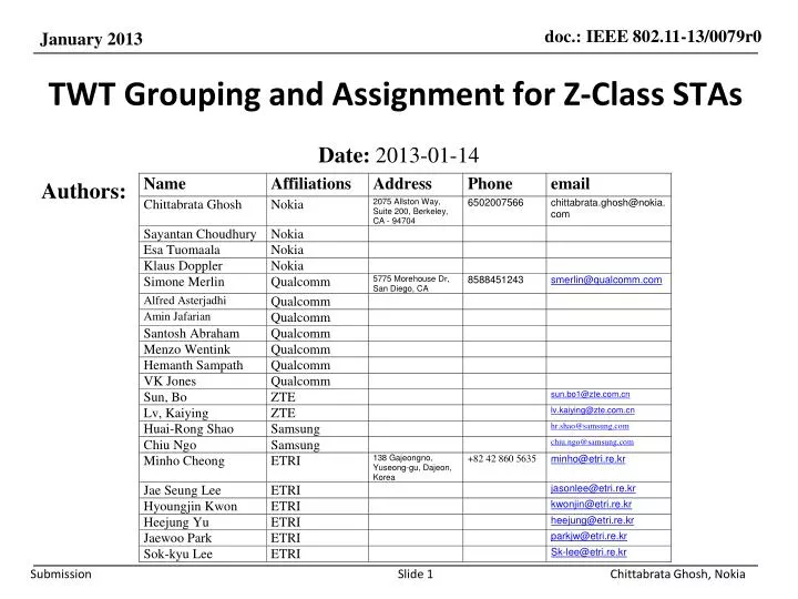 twt grouping and assignment for z class stas