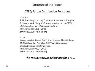 Structure of the Proton CTEQ Parton Distribution Functions CTEQ6.6