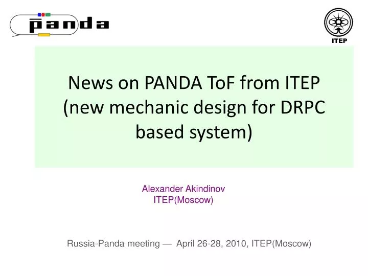 news on panda tof from itep new mechanic design for drpc based system