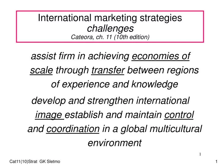 international marketing strategies challenges cateora ch 11 10th edition