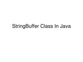 StringBuffer Class In Java