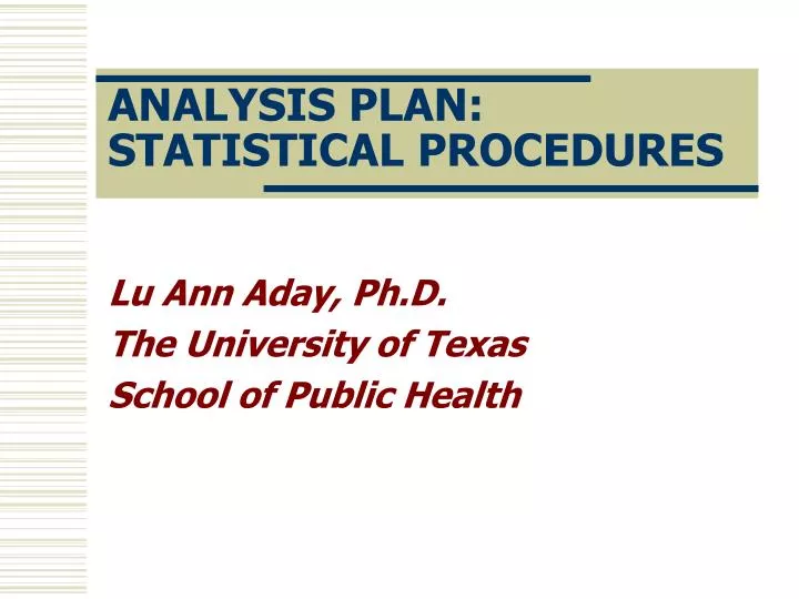 analysis plan statistical procedures