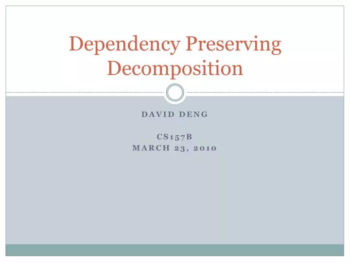dependency preserving decomposition