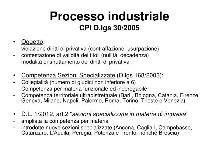 processo industriale cpi d lgs 30 2005