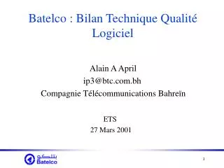 batelco bilan technique qualit logiciel