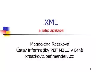 xml a jeho aplikace