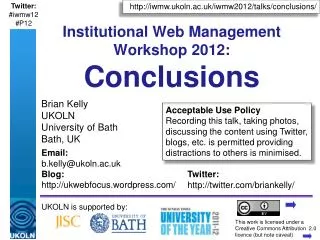 Institutional Web Management Workshop 2012: Conclusions