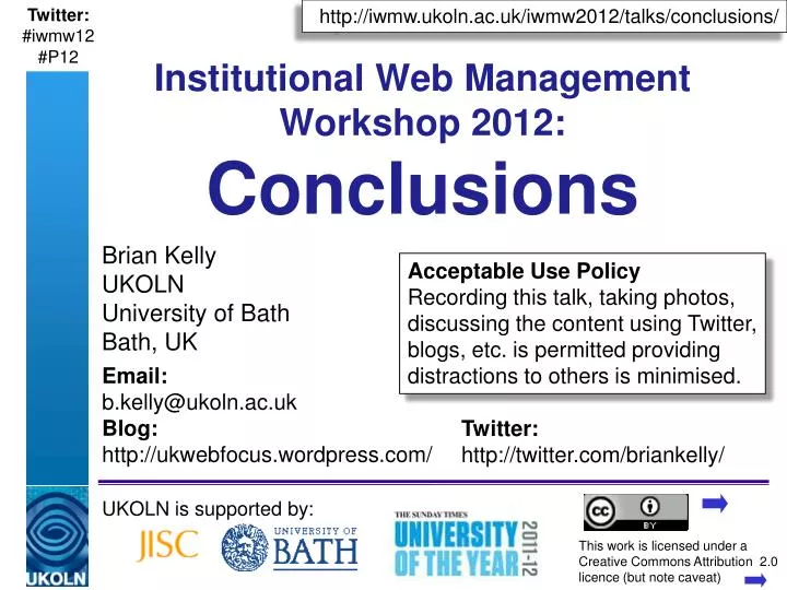 institutional web management workshop 2012 conclusions