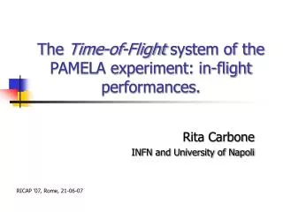 The Time-of-Flight system of the PAMELA experiment: in-flight performances.