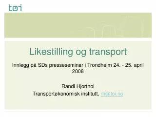 likestilling og transport