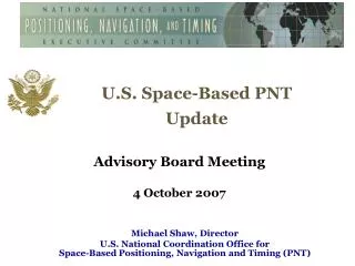U.S. Space-Based PNT Update