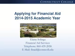 Applying for Financial Aid 2014-2015 Academic Year