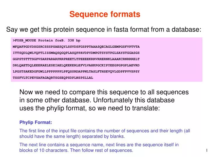 sequence formats