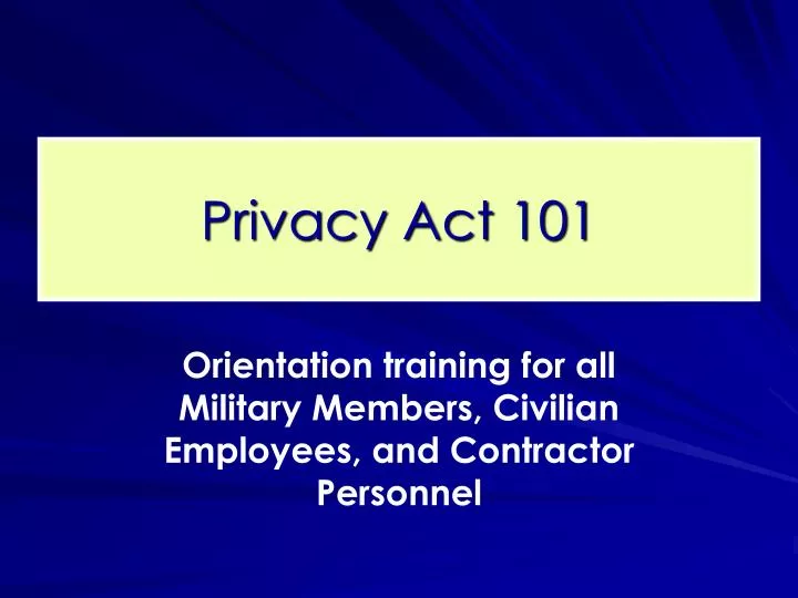 privacy act 101