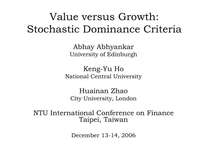 value versus growth stochastic dominance criteria