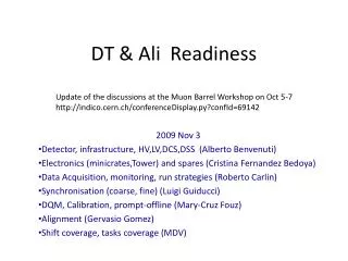 DT &amp; Ali Readiness