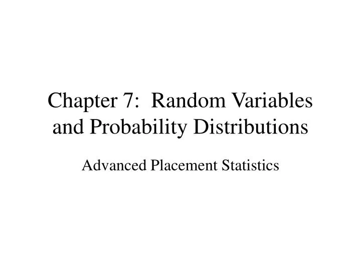 chapter 7 random variables and probability distributions